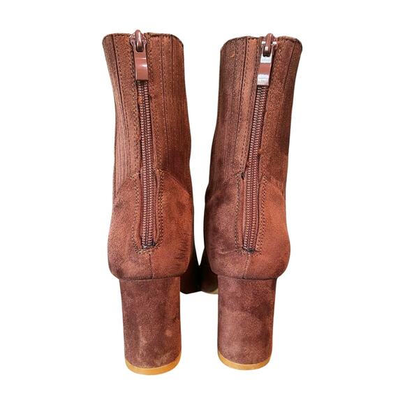 Lulus Walder Brown Suede Pointed Toe Block Heel Booties Size 6.5 Western Chic - Picture 6 of 12